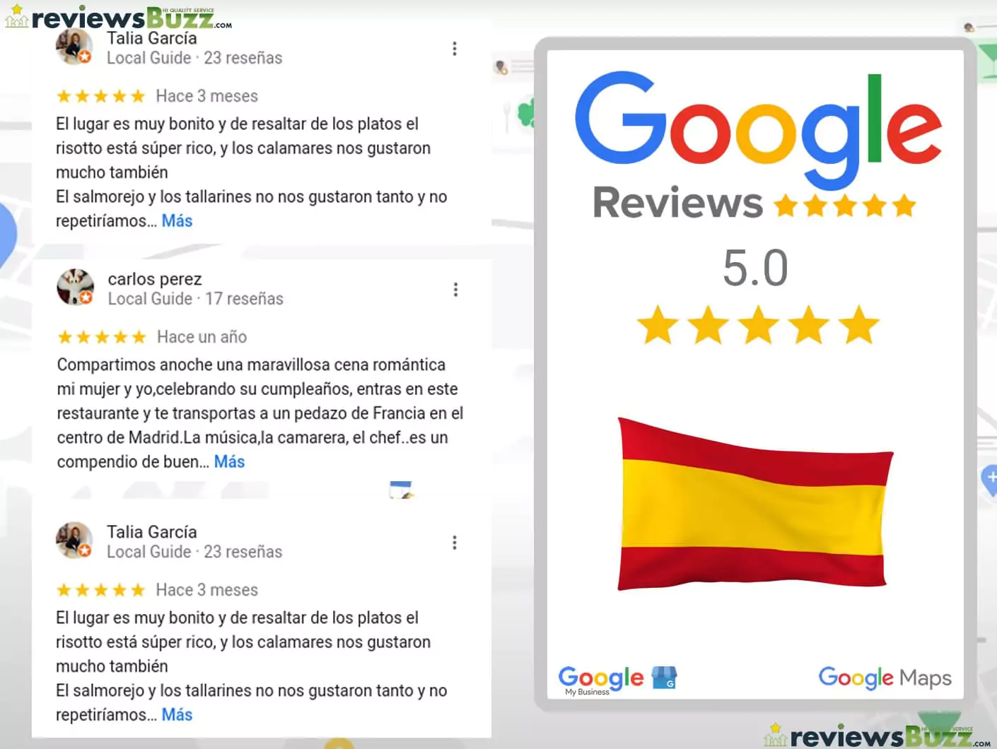 Recensioni di Google in spagnolo Potenziate il vostro business con le recensioni di Google in Spagna
