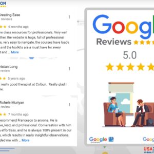 Google reviews for Therapists - A group of therapists discussing positive online reviews.